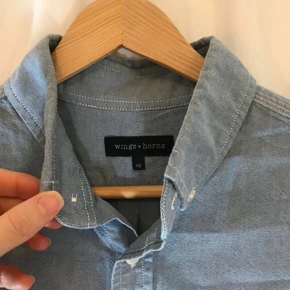 SOLD - Wings + Horns Light Blue Button Down Shirt - Picture 4 of 7